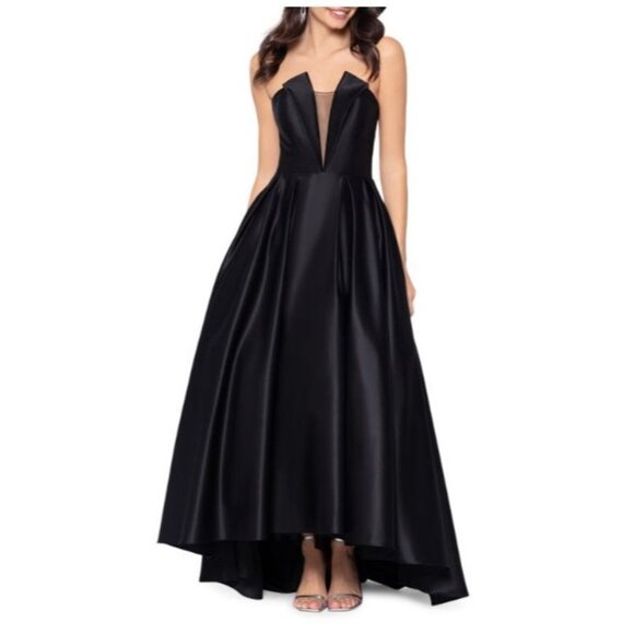 Betsy & Adam Black Lamour Tuxedo Ball Gown Size 2 Maxi Dress Formal NWT
